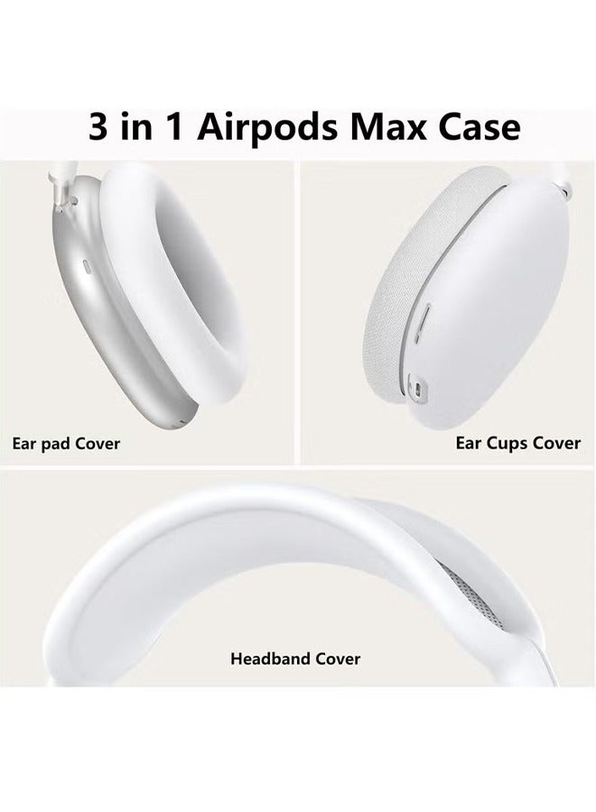 Silicone Case Cover for AirPods Max Headphones,Anti-Scratch Ear Pad Case Cover/Ear Cups Cover/Headband Cover for AirPods Max,Accessories Soft Silicone Skin Protector for Apple AirPods Max(White) - Image 4